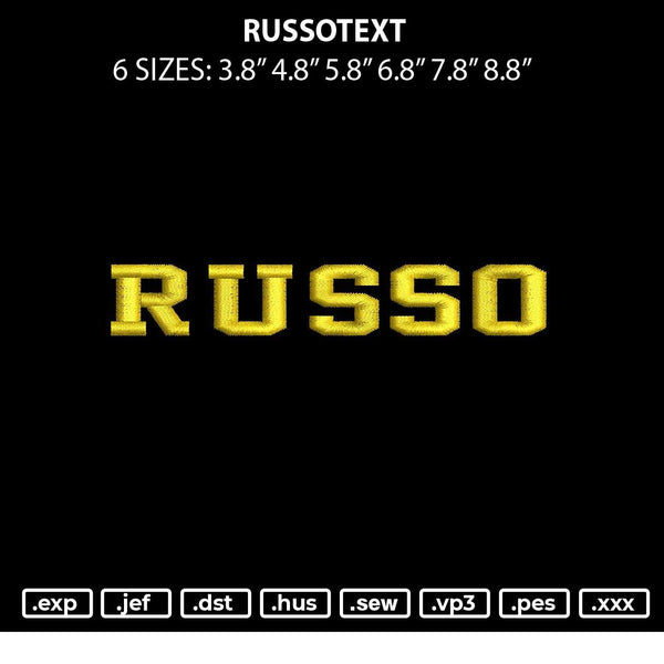 Russotext Embroidery File 6 sizes