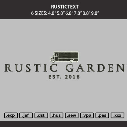 Rustictext Embroidery Machine Design File 6 sizes