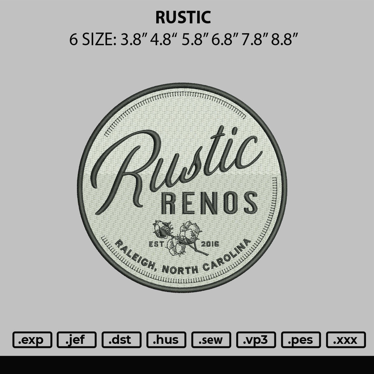 Rustic Embroidery File 6 sizes
