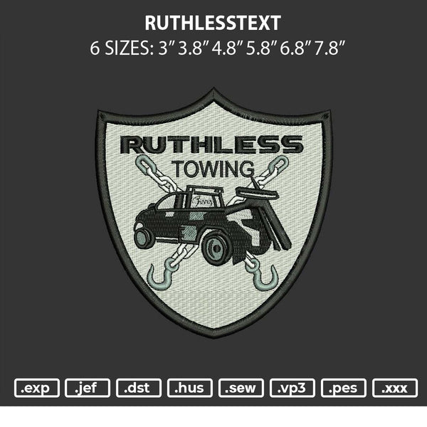 Ruthlesstext Embroidery File 6 sizes