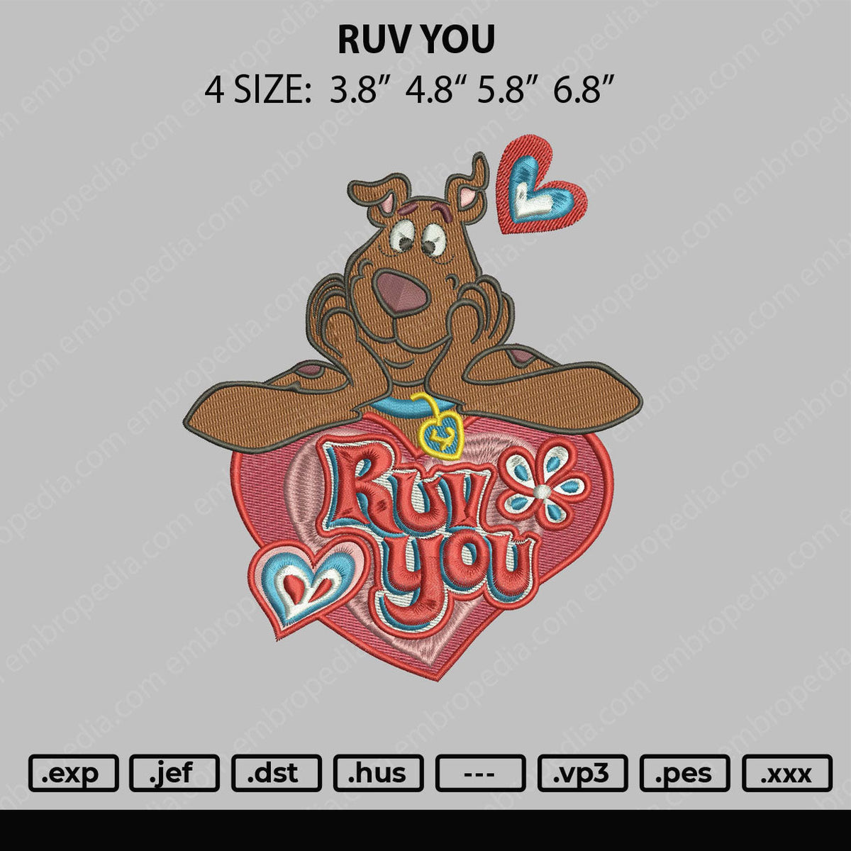 We Ruv You Ruv You Embroidery File 4 size – Master Digitizer