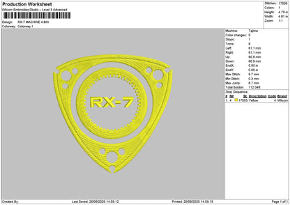 Rx7text Embroidery File 6 sizes