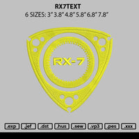 Rx7text Embroidery File 6 sizes