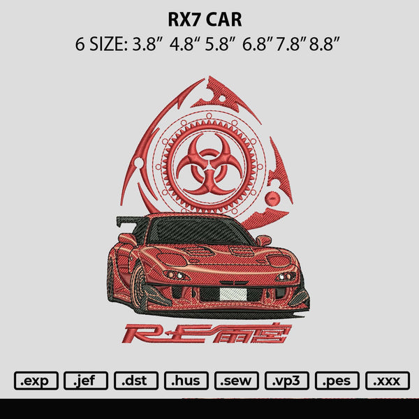 Rx7 Car Embroidery File 6 sizes