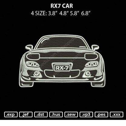 RX7 Car Embroidery File 4 size
