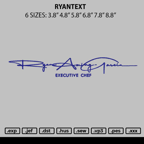 Ryantext Embroidery File 6 sizes