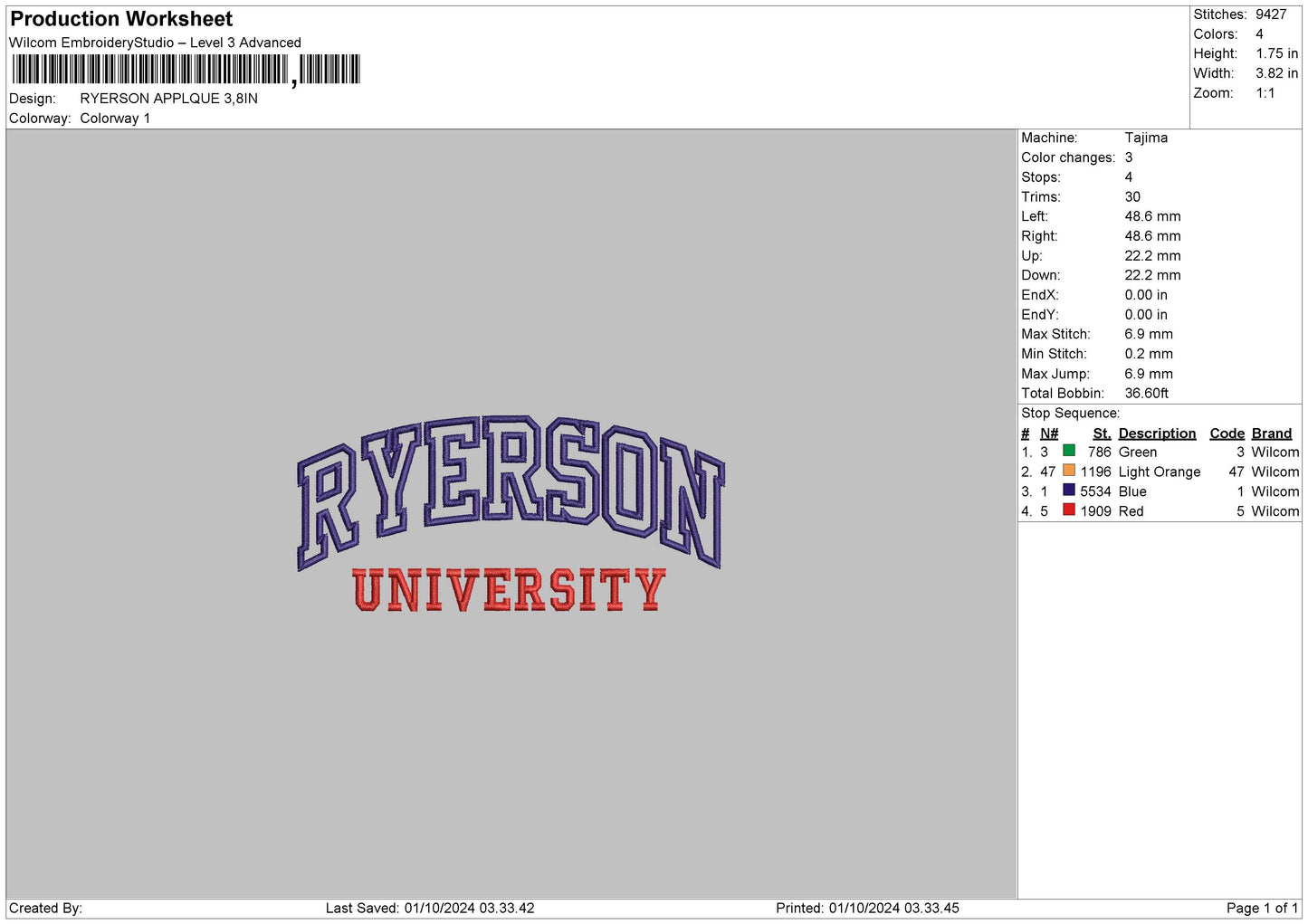 Ryersontext Embroidery File 6 sizes