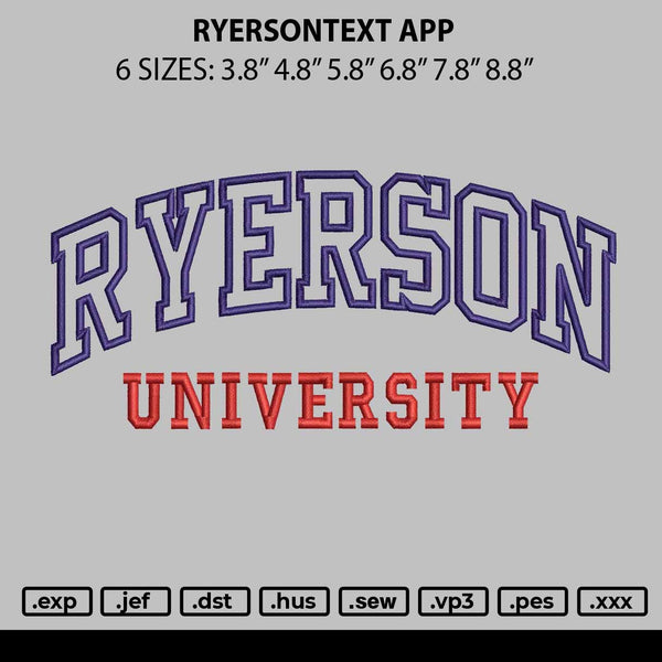 Ryersontext Embroidery File 6 sizes