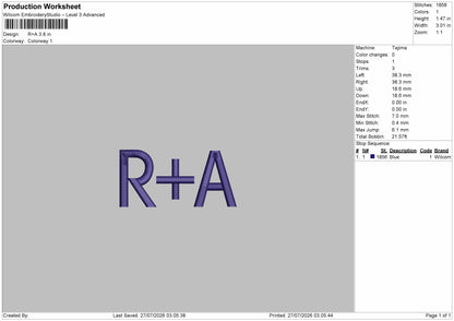 Ra Text Embroidery Machine Design File 6 sizes