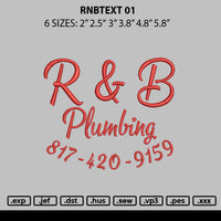 Rnbtext 01 Embroidery File 6 sizes