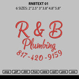 Rnbtext 01 Embroidery File 6 sizes