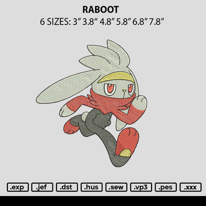Raboot Embroidery File 6 sizes