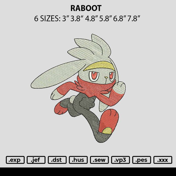Raboot Embroidery File 6 sizes