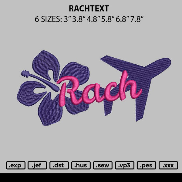 Rachtext Embroidery File 6 sizes