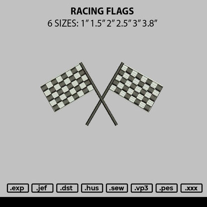 Racing Flags Embroidery File 6 sizes
