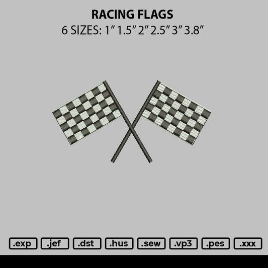 Racing Flags Embroidery File 6 sizes