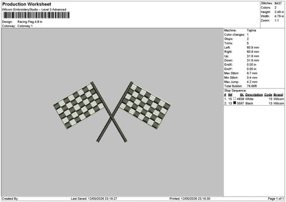 Racing Flags Embroidery File 6 sizes