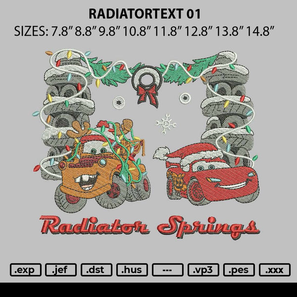 Radiatortext Embroidery File 6 sizes