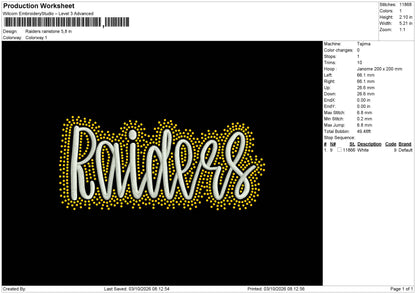 Riders v2 Rinestone Embroidery Machine and Rinestone Design File 6 sizes
