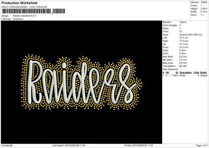 Riders v2 Rinestone Embroidery Machine and Rinestone Design File 6 sizes