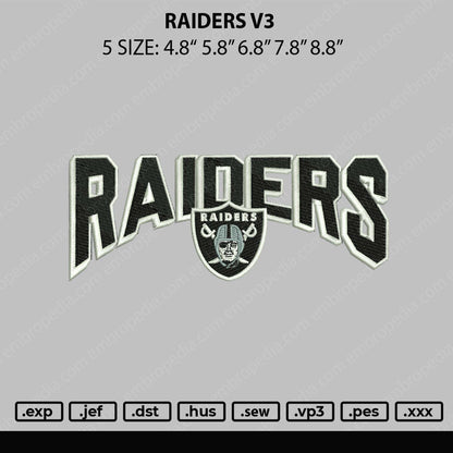 Raiders Embroidery File 5 sizes