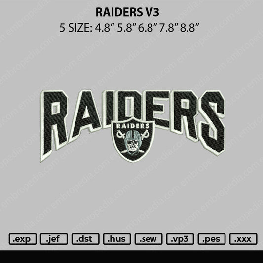 Raiders Embroidery File 5 sizes