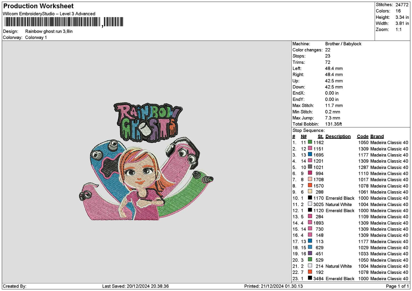 Girl 1912 Embroidery File 6 sizes