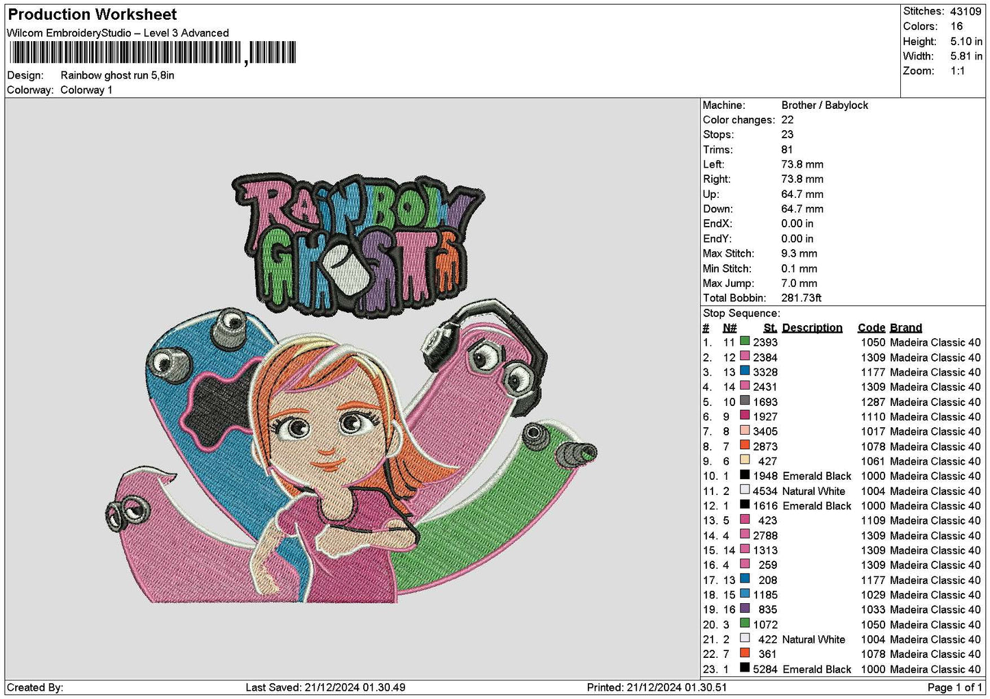 Girl 1912 Embroidery File 6 sizes