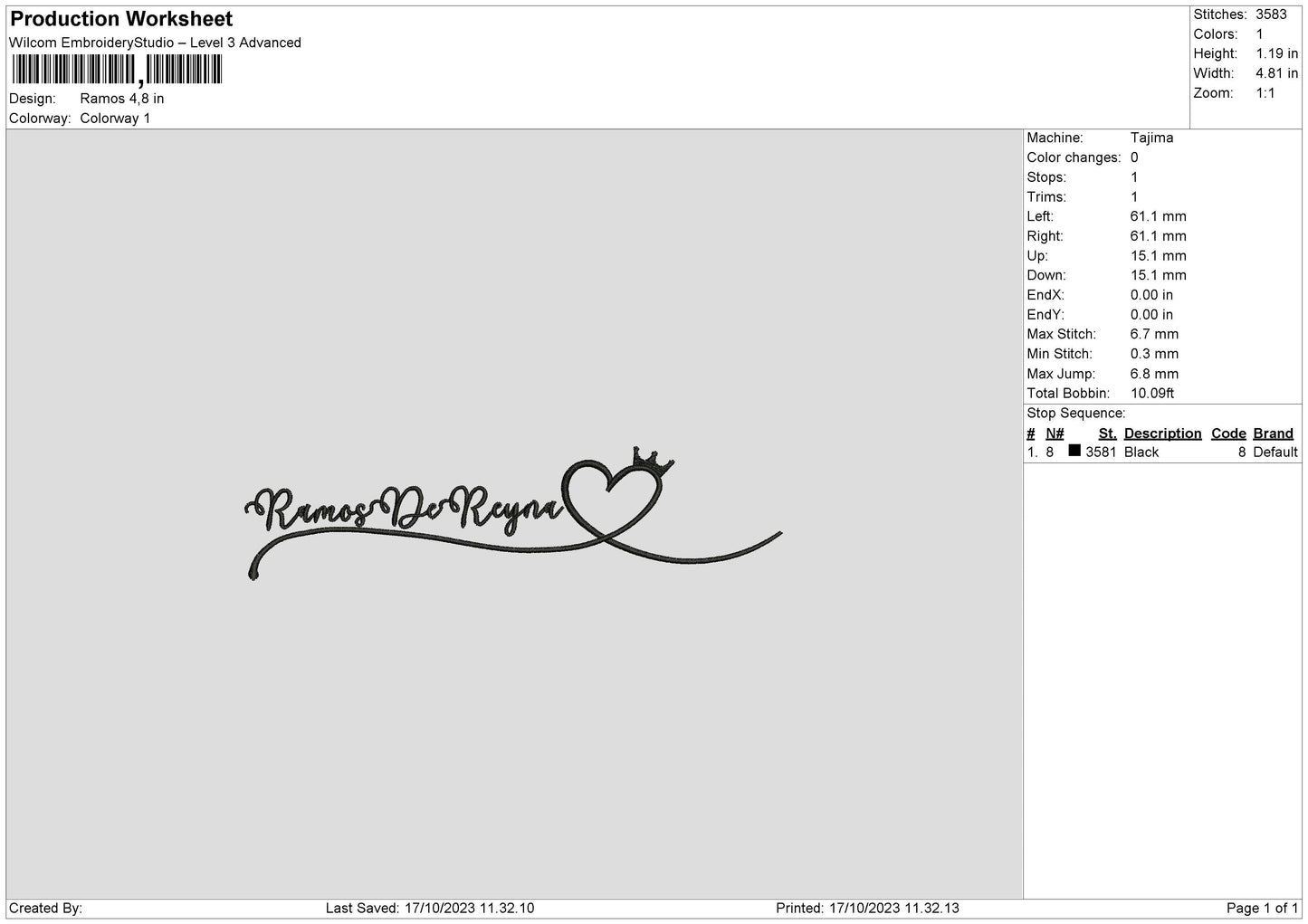 Ramos Embroidery File 6 sizes
