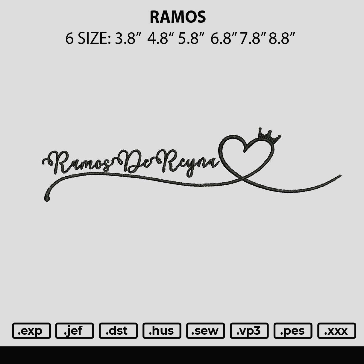 Ramos Embroidery File 6 sizes