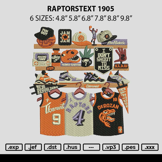 Raptorstext 1905 Embroidery File 6 sizes