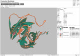 Rayquaz Poke Embroidery Machine Design File 6 sizes