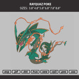 Rayquaz Poke Embroidery Machine Design File 6 sizes