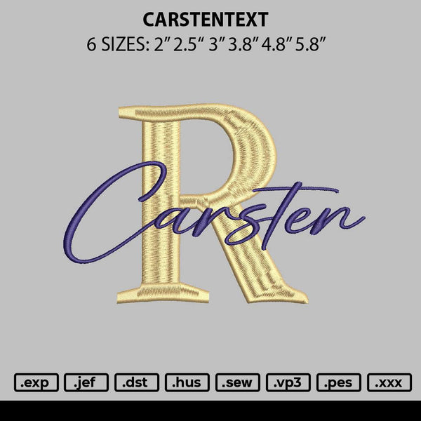 Carstentext Embroidery File 6 sizes