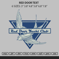 Red Door Embroidery File 6 sizes