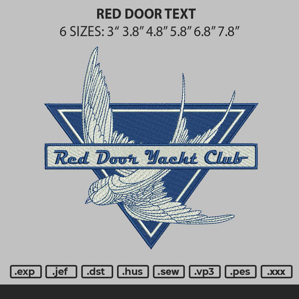 Red Door Embroidery File 6 sizes