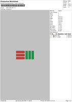 Red Green Bar Embroidery File 4 size