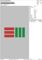 Red Green Bar Embroidery File 4 size