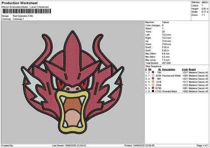 Gyaradostext Embroidery File 6 sizes