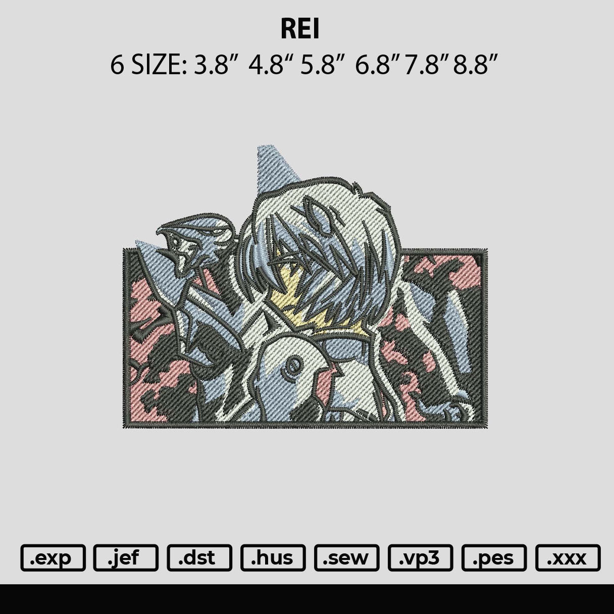 Rei Embroidery File 6 sizes