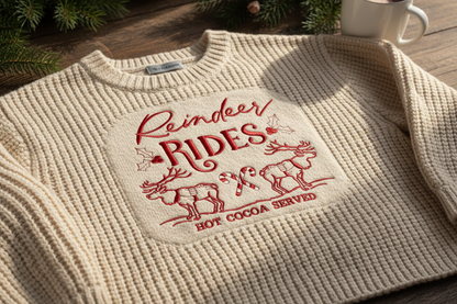 Rindeers Rides Embroidery File 6 sizes