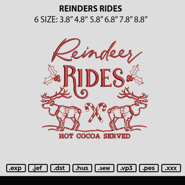 Rindeers Rides Embroidery File 6 sizes