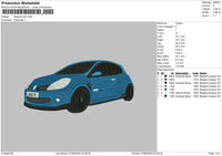 Car Clio Embroidery File 6 sizes