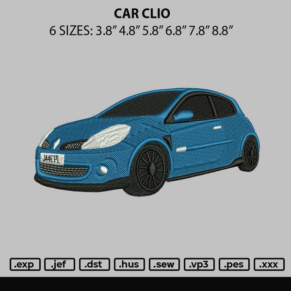 Car Clio Embroidery File 6 sizes