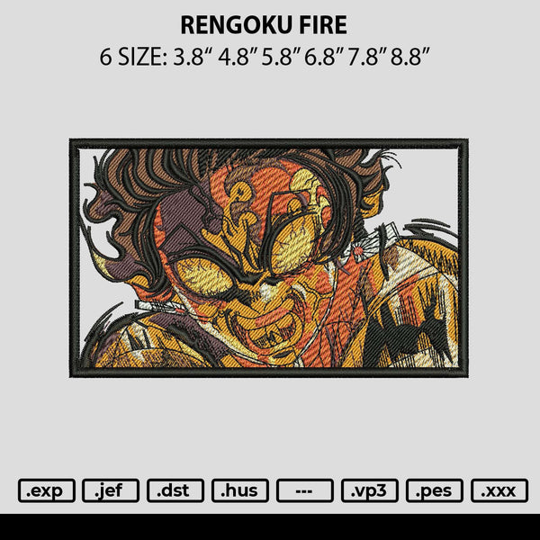 Rengoku Fire Embroidery File 6 sizes