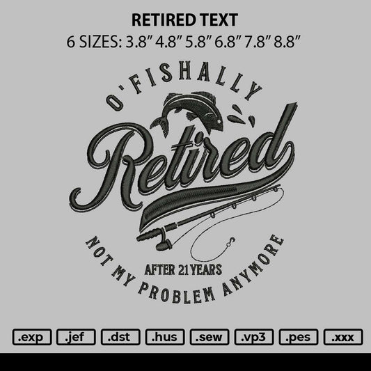 Retired Text Embroidery File 6 sizes