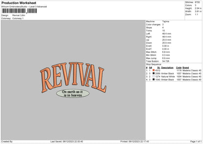 Revival Embroidery File 6 sizes