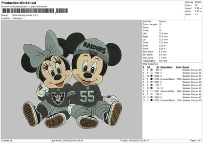 Ridermickey Embroidery File 6 sizes