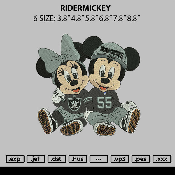 Ridermickey Embroidery File 6 sizes