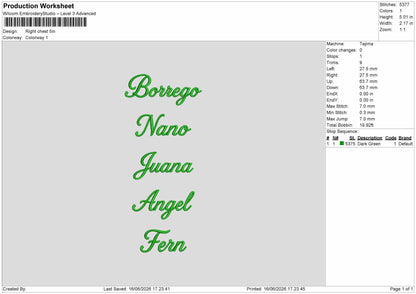 Nanotext Embroidery Machine Design File 6 sizes